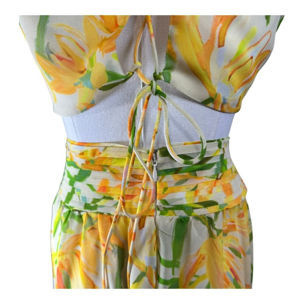 ASTR The Label Alyssa Ruffle Floral Pleated Cut-Out Maxi Dress Size M - Picture 10 of 13